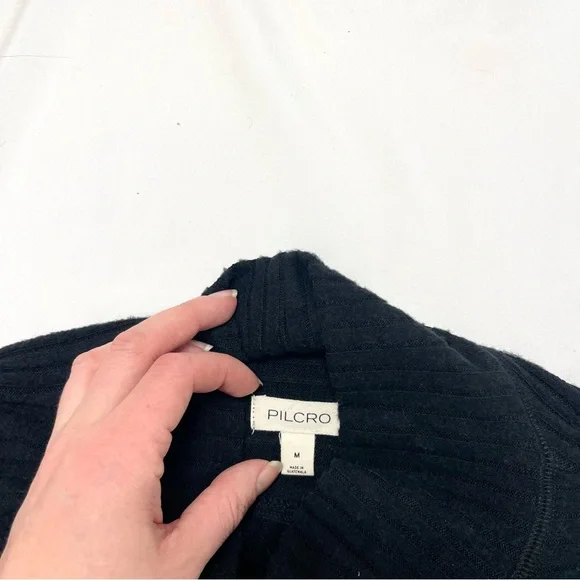 Anthropologie Pilcro Cozy Ribbed Turtleneck Batwing Pullover Black Sweater Top - Picture 7 of 9